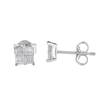 10k White Gold Diamond Stud Earrings (0.60 cttw, I-J Color, I2-I3 Clarity) - Bijoux-NYC Direct