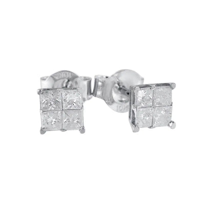 10k White Gold Diamond Stud Earrings (0.60 cttw, I-J Color, I2-I3 Clarity) - Bijoux-NYC Direct