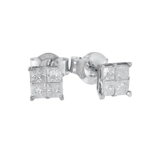 10k White Gold Diamond Stud Earrings (0.60 cttw, I-J Color, I2-I3 Clarity) - Bijoux-NYC Direct