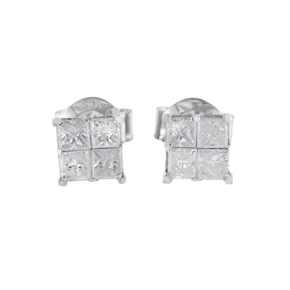 10k White Gold Diamond Stud Earrings (0.60 cttw, I-J Color, I2-I3 Clarity) - Bijoux-NYC Direct