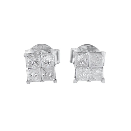 10k White Gold Diamond Stud Earrings (0.60 cttw, I-J Color, I2-I3 Clarity) - Bijoux-NYC Direct