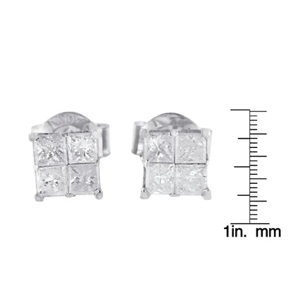 10k White Gold Diamond Stud Earrings (0.60 cttw, I-J Color, I2-I3 Clarity) - Bijoux-NYC Direct