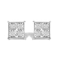 3/4 cttw princess cut diamond invisible stud earrings in 10k white gold bijoux-nyc direct