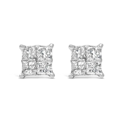 10K White Gold Diamond Stud Earrings (3/4 cttw, H-I Color, SI2-I1 Clarity) - Bijoux-NYC Direct