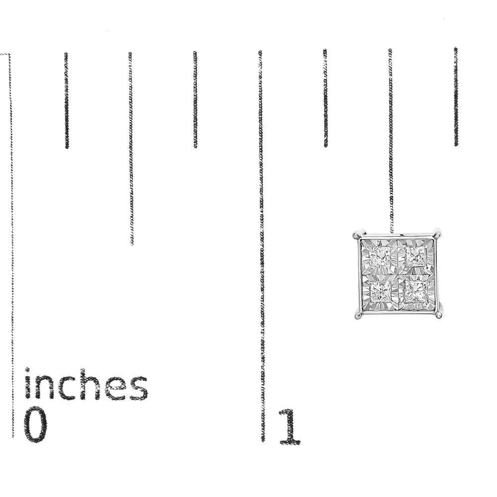 3/4 cttw princess cut diamond invisible stud earrings in 10k white gold bijoux-nyc direct
