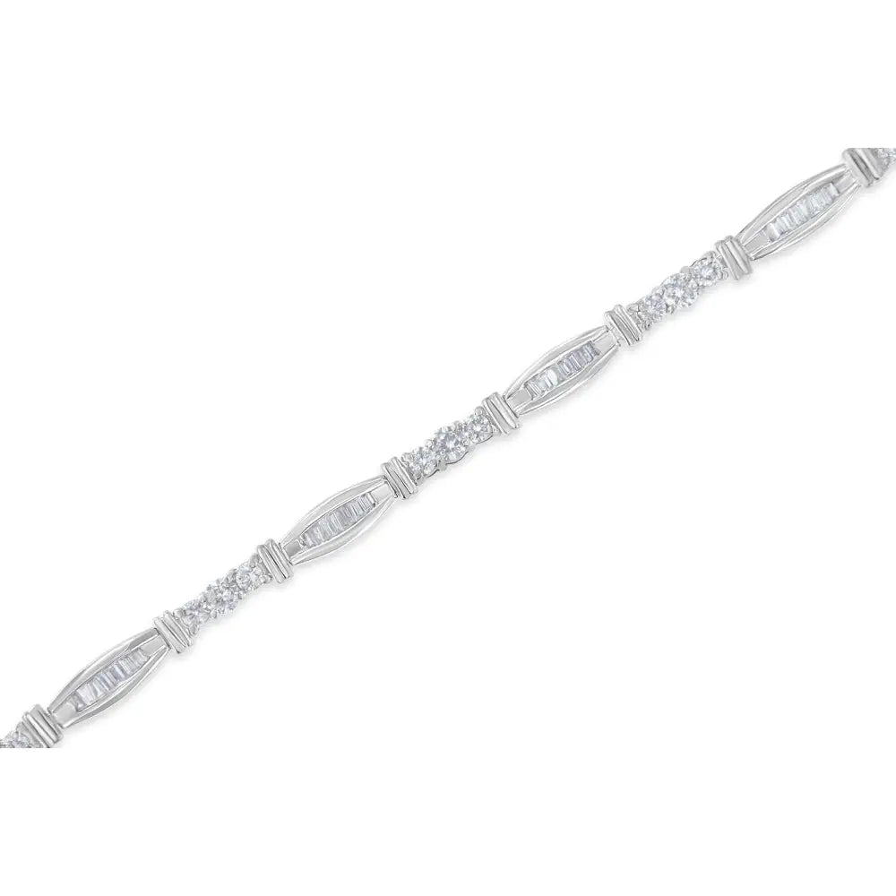 3ct diamond geometric tennis bracelet in 10k white gold 7 inch bijoux-nyc direct