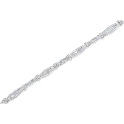 10K White Gold Geometric Pattern Diamond Tennis Bracelet (3 cttw, H-I Color, SI2-I1 Clarity) - Bijoux-NYC Direct