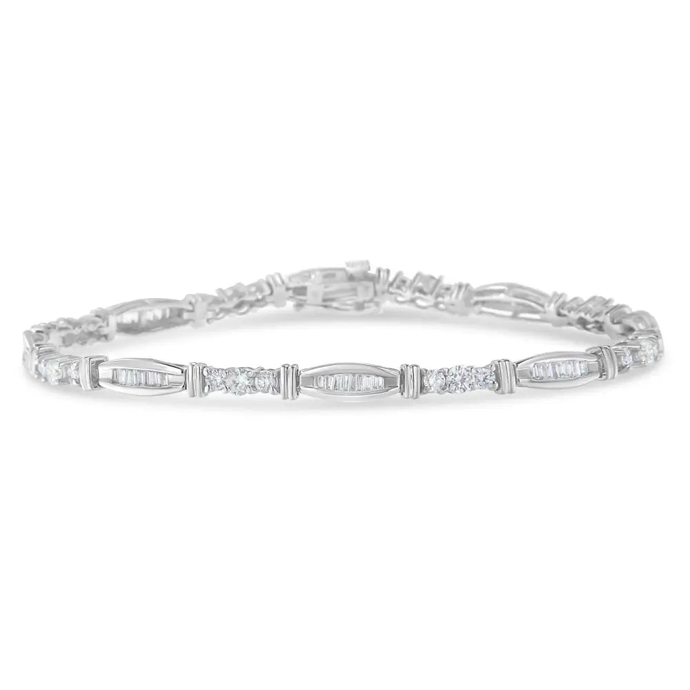 3ct diamond geometric tennis bracelet in 10k white gold 7 inch bijoux-nyc direct