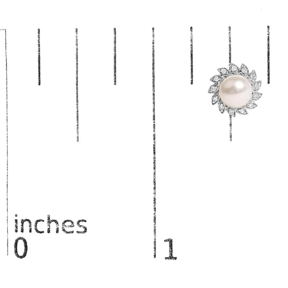 10K White Gold Heirloom-Style Pearl and Diamond Accent Halo Stud Earrings (I-J color, I1-I2 Clarity) - Bijoux-NYC Direct