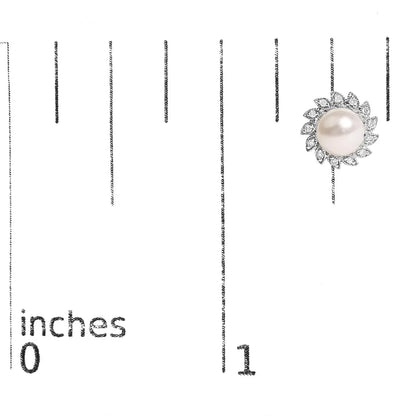 10K White Gold Heirloom-Style Pearl and Diamond Accent Halo Stud Earrings (I-J color, I1-I2 Clarity) - Bijoux-NYC Direct