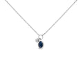 10k white gold oval blue sapphire and diamond double charm necklace 18 bijoux-nyc direct