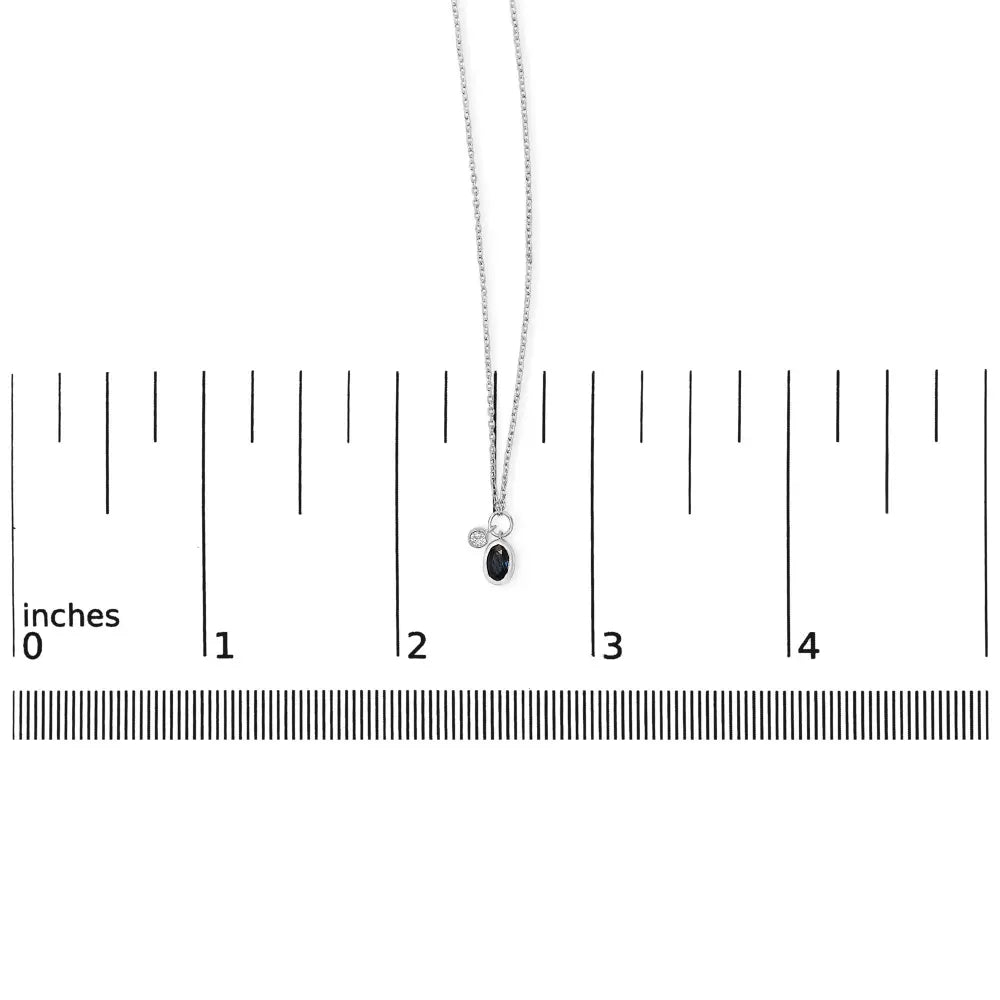 10k white gold oval blue sapphire and diamond double charm pendant necklace 18’’ inches necklaces/pendant/pendant handcrafted