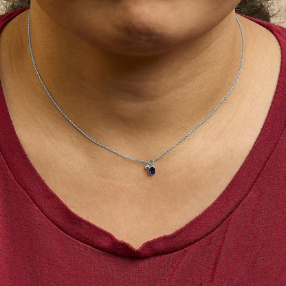 10k white gold oval blue sapphire and diamond double charm pendant necklace 18’’ inches necklaces/pendant/pendant handcrafted