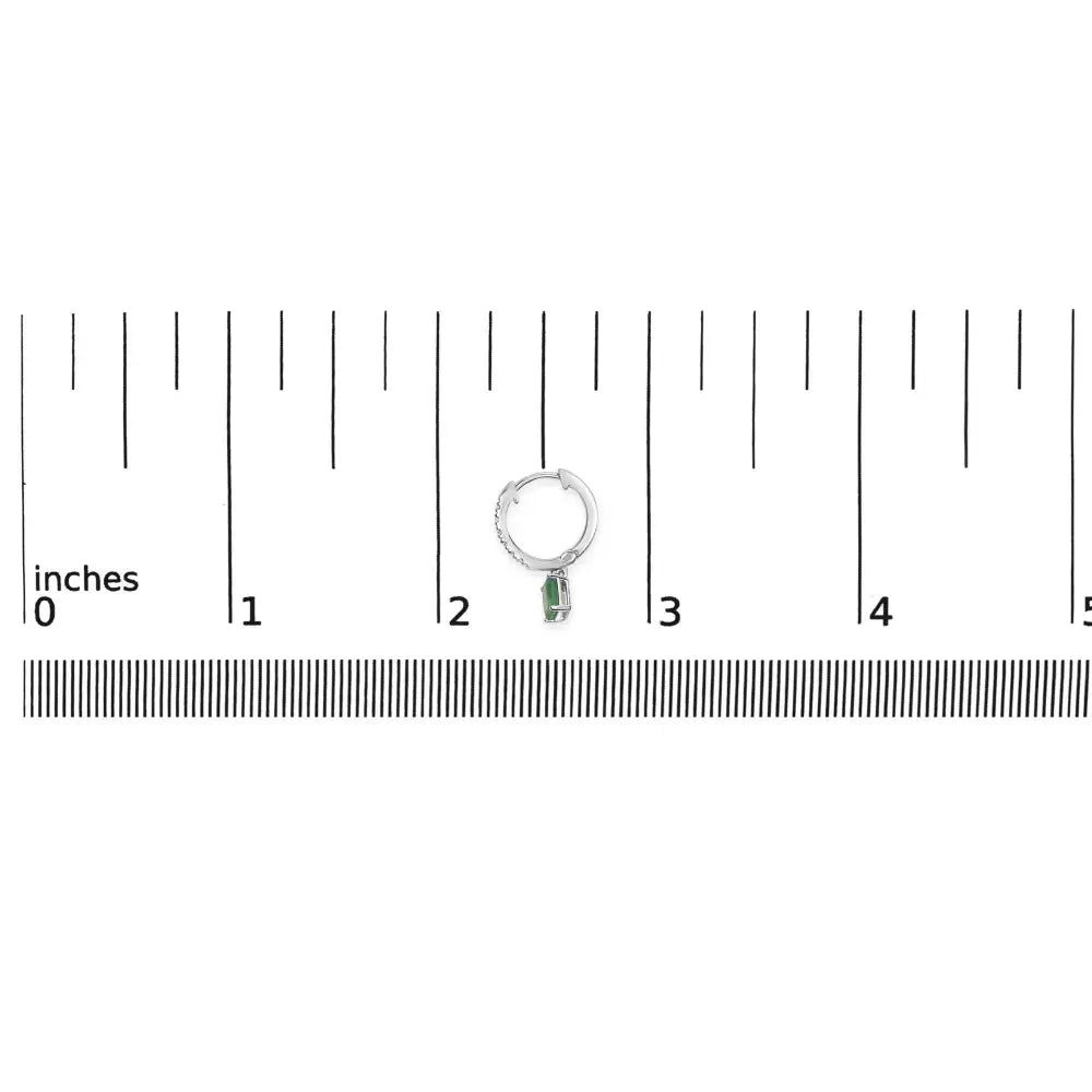 10K White Gold Oval Green Emerald and 1/8 Cttw Diamond Drop Earrings (I-J Color, I1-I2 Clarity) - Bijoux-NYC Direct