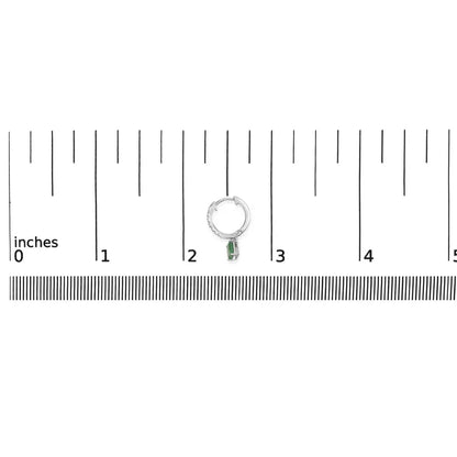 10K White Gold Oval Green Emerald and 1/8 Cttw Diamond Drop Earrings (I-J Color, I1-I2 Clarity) - Bijoux-NYC Direct