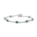10k white gold oval emerald and diamond alternating link bracelet bijoux-nyc direct
