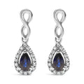Blue sapphire and 1/7 cttw diamond infinity drop earrings in 10k white gold bijoux-nyc direct