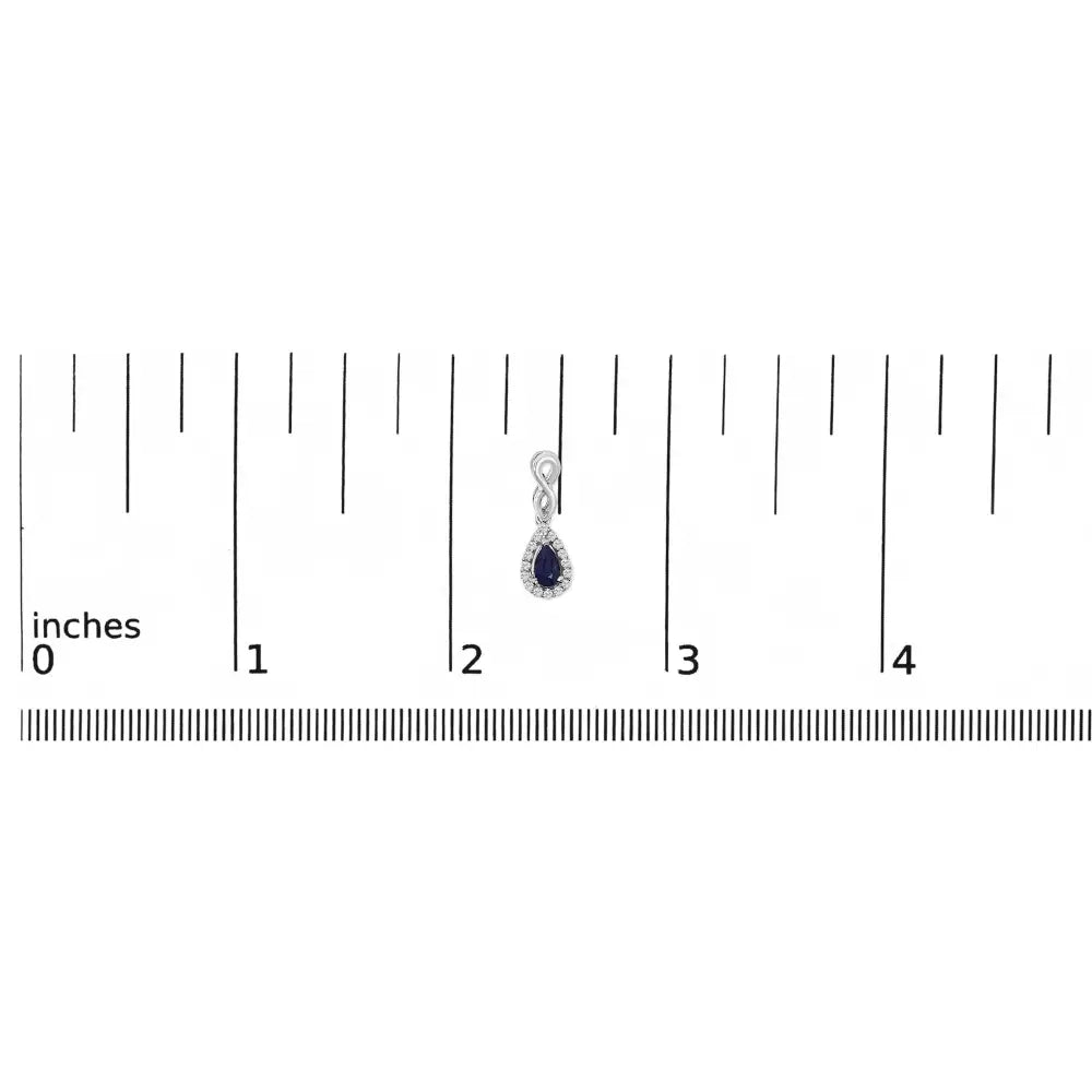 Blue sapphire and 1/7 cttw diamond infinity drop earrings in 10k white gold bijoux-nyc direct