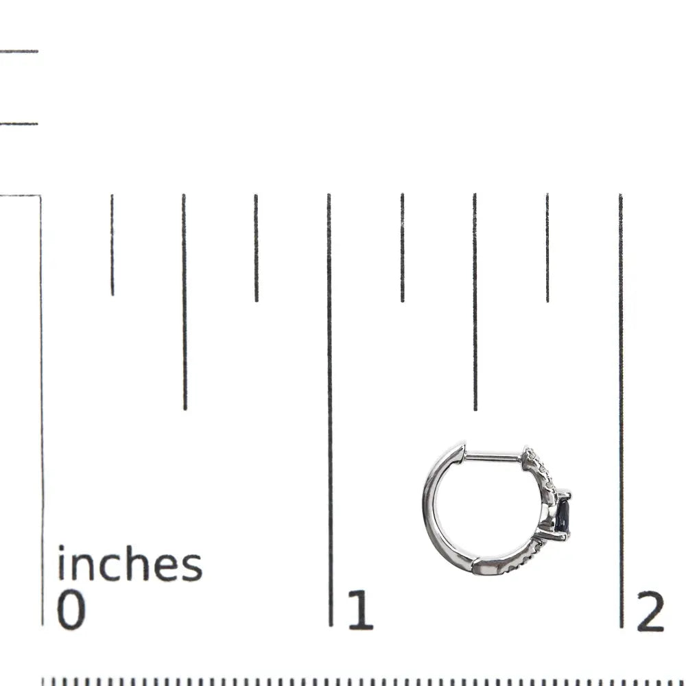 10k white gold pear blue sapphire and 1/10 cttw diamond huggy earrings bijoux-nyc direct