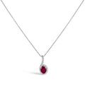 Ruby & diamond teardrop pendant necklace in 10k white gold – 18’’ bijoux-nyc direct