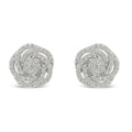 10k white gold rose-cut diamond floral cluster stud earrings 1 cttw bijoux-nyc direct