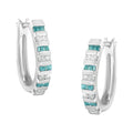 10k white gold round and blue baguette diamond hoop earrings 0.50 cttw bijoux-nyc direct