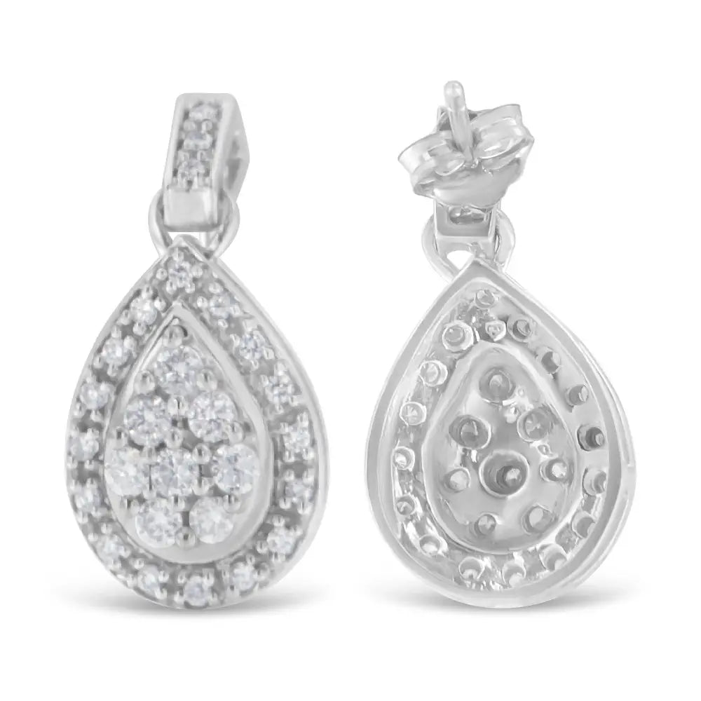 0.75 cttw round diamond teardrop earrings in 10k white gold bijoux-nyc direct