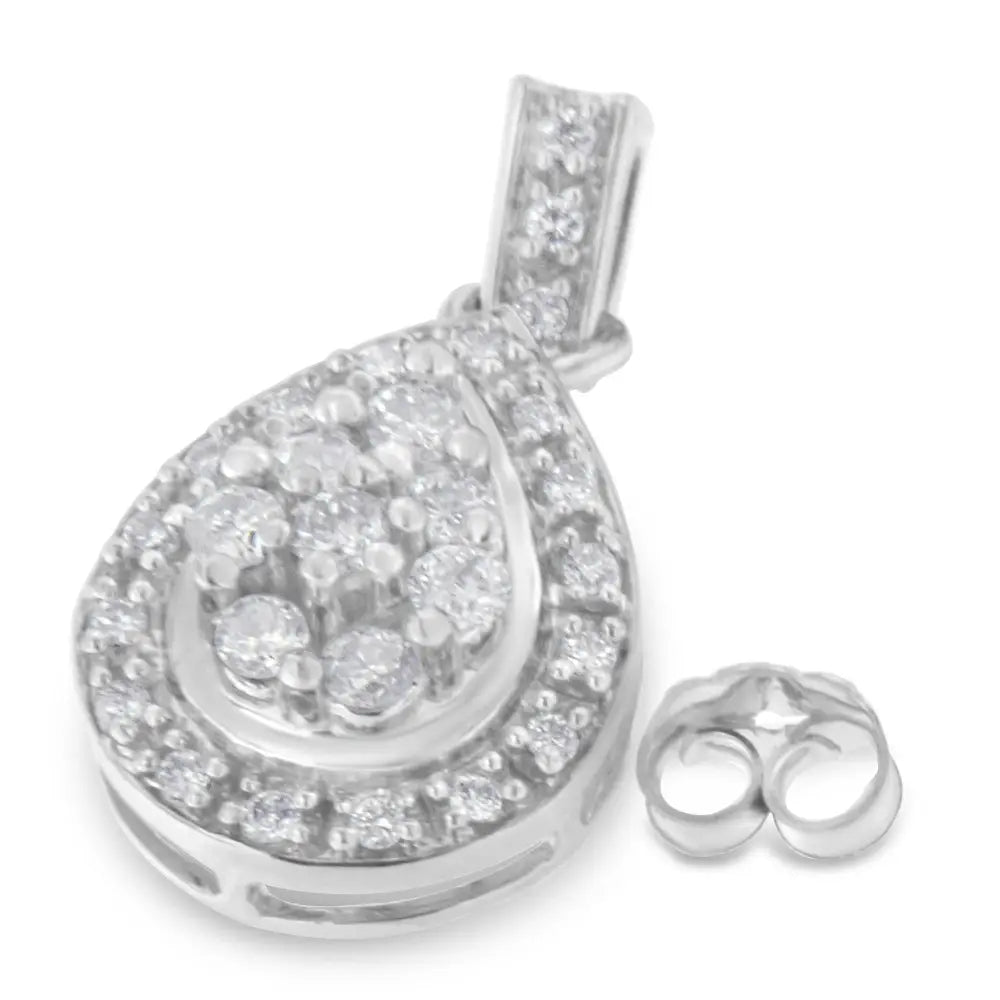 0.75 cttw round diamond teardrop earrings in 10k white gold bijoux-nyc direct