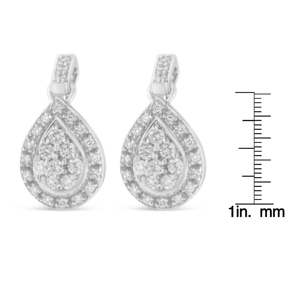 0.75 cttw round diamond teardrop earrings in 10k white gold bijoux-nyc direct