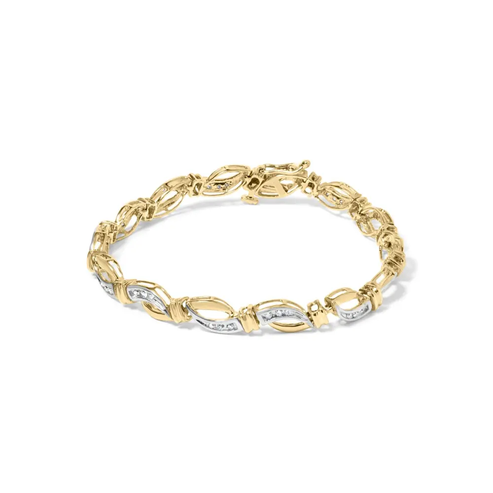 10k yellow and white gold 1/2 cttw channel set diamond infinity link 7’’ tennis bracelet (h i color i1 i2 clarity)
