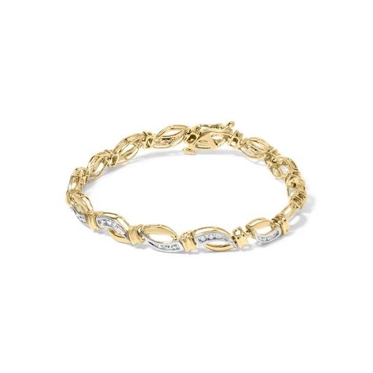 10k yellow and white gold 1/2 cttw channel set diamond infinity link 7’’ tennis bracelet (h i color i1 i2 clarity)