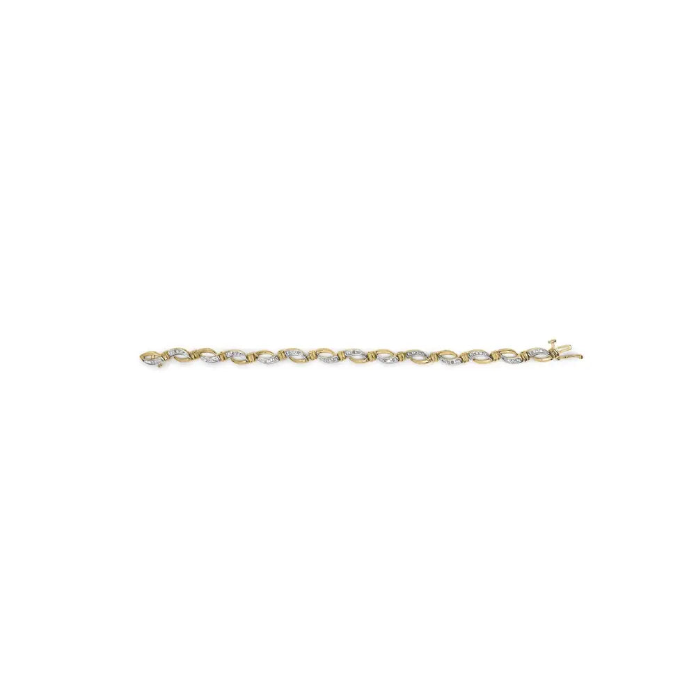 1/2 cttw diamond infinity tennis bracelet in 10k yellow and white gold bijoux-nyc direct