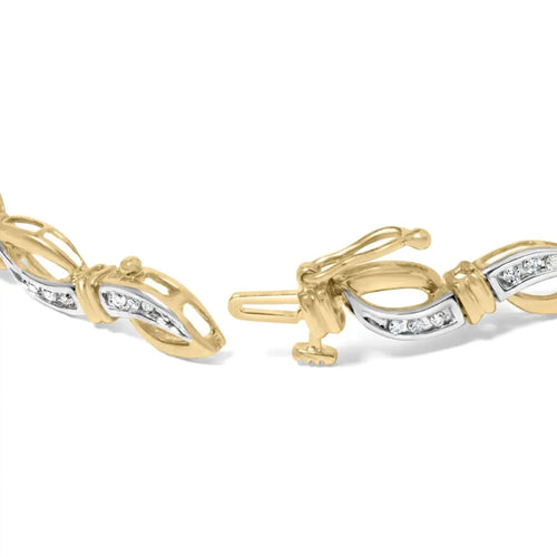 1/2 cttw diamond infinity tennis bracelet in 10k yellow and white gold bijoux-nyc direct