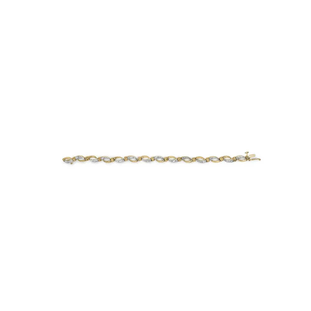 10k yellow and white gold 1/2 cttw channel set diamond infinity link 7’’ tennis bracelet (h i color i1 i2 clarity)