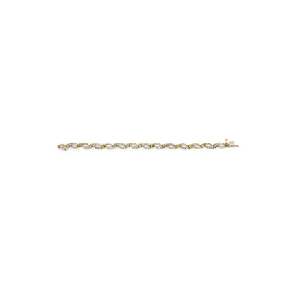 10k yellow and white gold 1/2 cttw channel set diamond infinity link 7’’ tennis bracelet (h i color i1 i2 clarity)