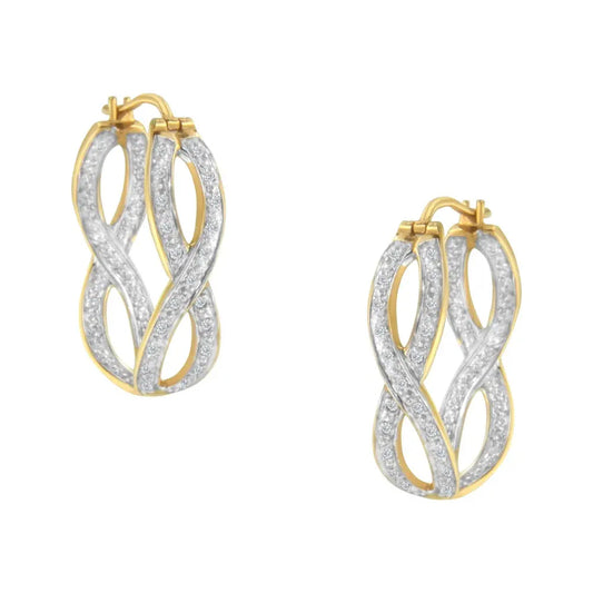 10K Yellow and White Gold 1/4 cttw Diamond Double Infinity Hoop Earrings (I-J Clarity, I1-I2 Color) - Bijoux-NYC Direct
