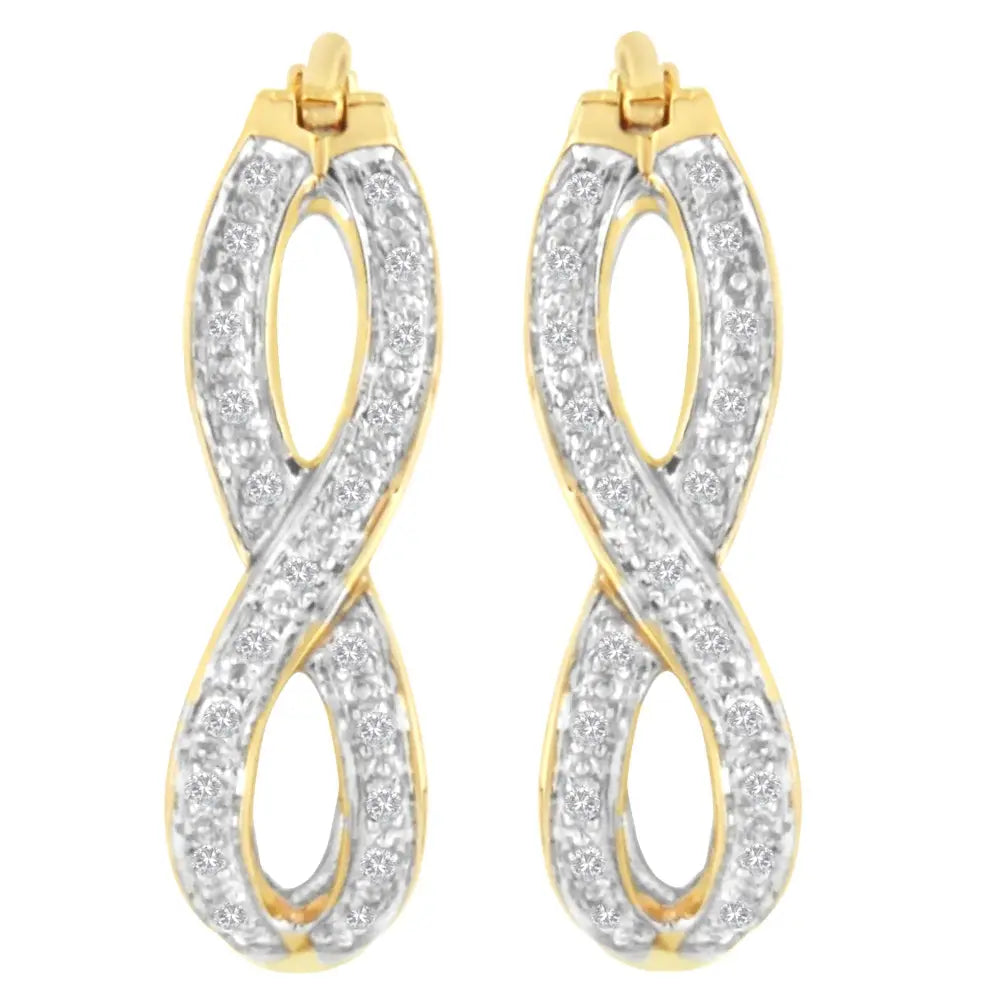 1/4 cttw diamond double infinity hoop earrings in 10k two-tone gold bijoux-nyc direct