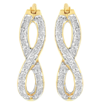10K Yellow and White Gold 1/4 cttw Diamond Double Infinity Hoop Earrings (I-J Clarity, I1-I2 Color) - Bijoux-NYC Direct