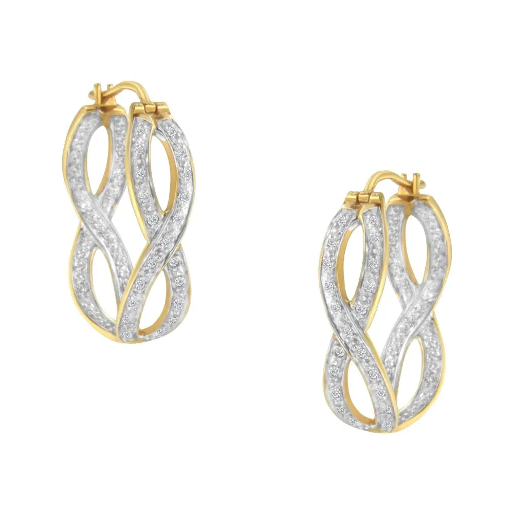 1/4 cttw diamond double infinity hoop earrings in 10k two-tone gold bijoux-nyc direct