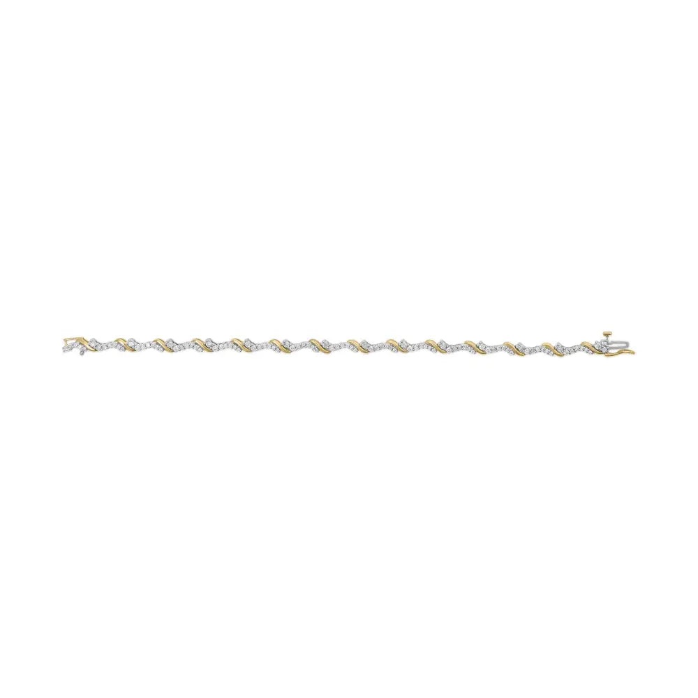 10k yellow and white gold 2.00 cttw diamond ’s’ link 7’’ bracelet (h i color i2 i3 clarity) bracelets/bracelet/link handcrafted
