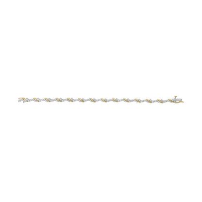 10k yellow and white gold 2.00 cttw diamond ’s’ link 7’’ bracelet (h i color i2 i3 clarity) bracelets/bracelet/link handcrafted