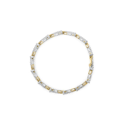 10k yellow and white gold 2.00 cttw diamond ’s’ link 7’’ bracelet (h i color i2 i3 clarity) bracelets/bracelet/link handcrafted