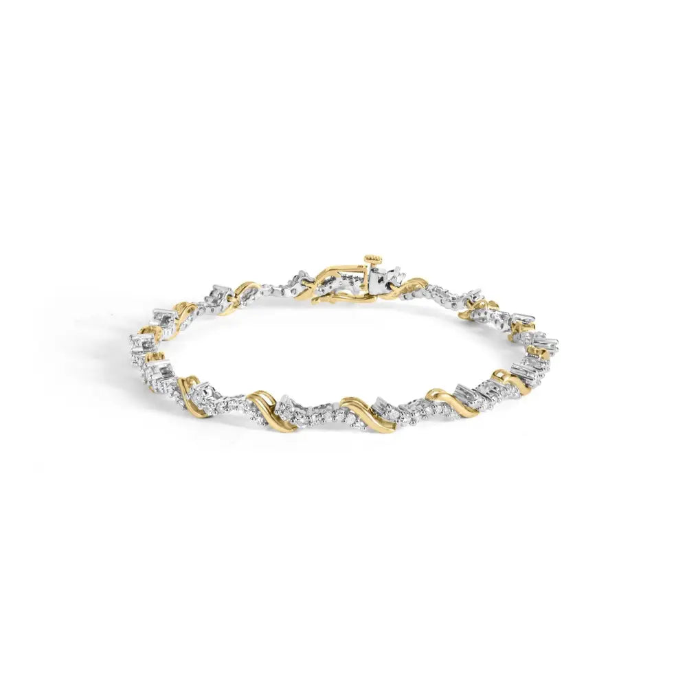 10k two-tone gold 2.00 cttw diamond s link 7 inch bracelet bijoux-nyc direct