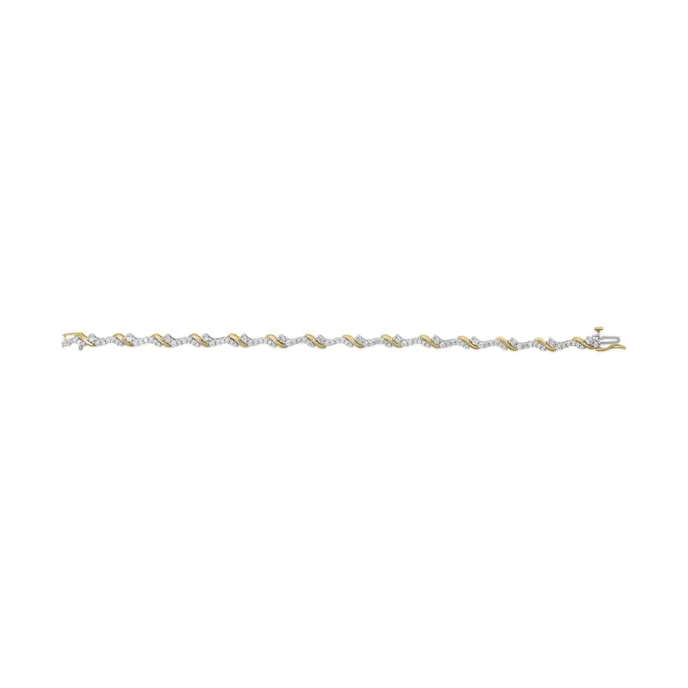 10k two-tone gold 2.00 cttw diamond s link 7 inch bracelet bijoux-nyc direct