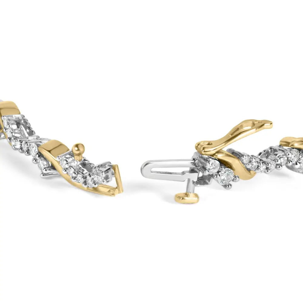 10k two-tone gold 2.00 cttw diamond s link 7 inch bracelet bijoux-nyc direct