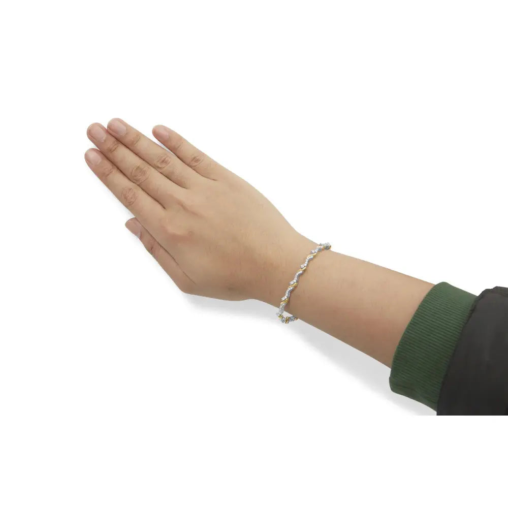 10k two-tone gold 2.00 cttw diamond s link 7 inch bracelet bijoux-nyc direct