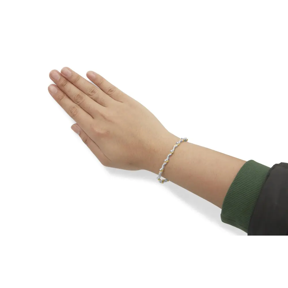 10k yellow and white gold 2.00 cttw diamond ’s’ link 7’’ bracelet (h i color i2 i3 clarity) bracelets/bracelet/link handcrafted