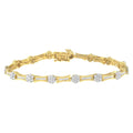 2ctw round and baguette diamond link bracelet in 10k two-tone gold 7.25 bijoux-nyc direct