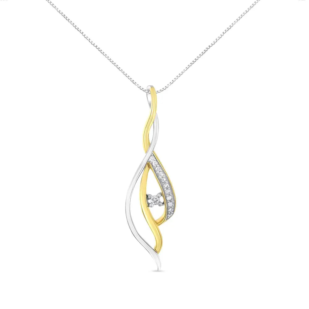 10k two tone gold diamond spiral cascade pendant necklace 18 inch bijoux-nyc direct