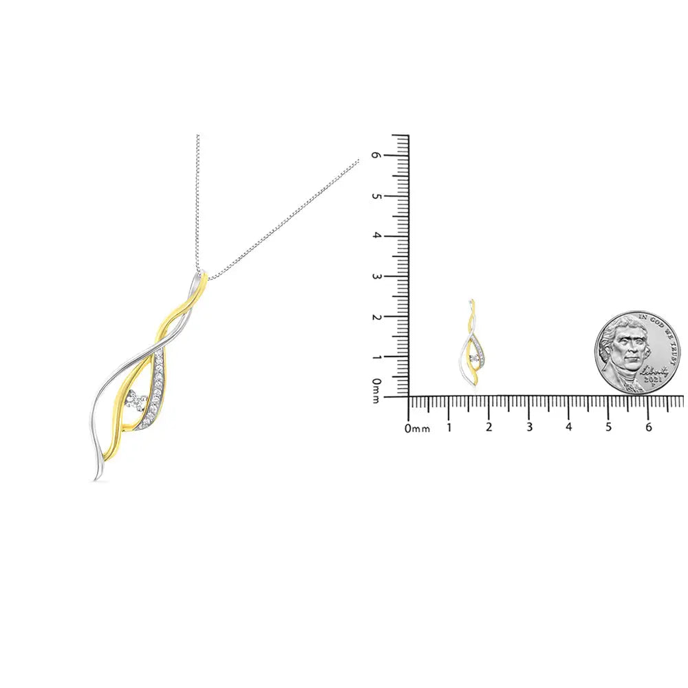 10k two tone gold diamond spiral cascade pendant necklace 18 inch bijoux-nyc direct